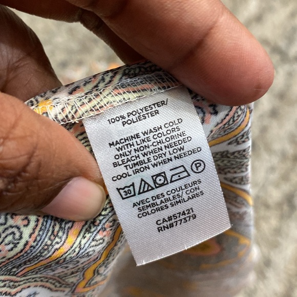 Ann Taylor factory Orange Patterned Dress with glitter sleeves sz M - Picture 11 of 12